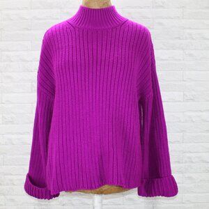 FASHION NOVA Sweater WITH ALL MY LOVE Magenta Oversized Cuff Knit S/M